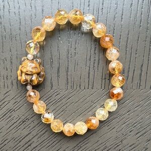 Faceted citrine with tiger eye nine tail fox bracelet 8mm SIZE 6.5-7’